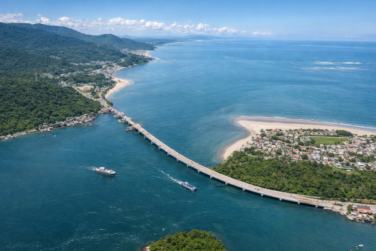 Vista da Ponte de Guaratuba sobre a baía